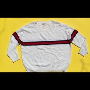 white with stripe knit sweater